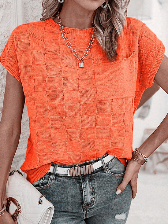 Casual Yarn/Wool Yarn Crew Neck Sweater