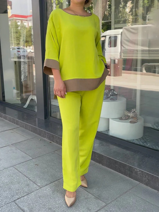 Color Block Casual Two-Piece Set