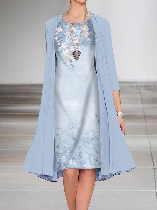 Floral Casual Loose Shawl Collar Two-Piece Set