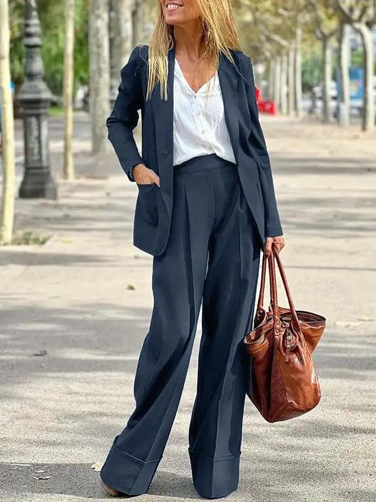 Plain Others Casual Loose Two-Piece Set