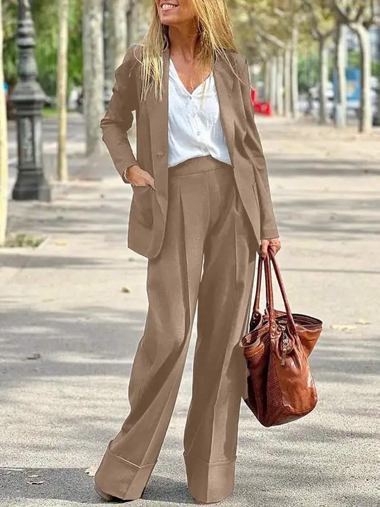 Plain Others Casual Loose Two-Piece Set
