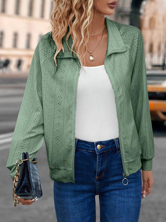 Plain Zipper Casual Jacket