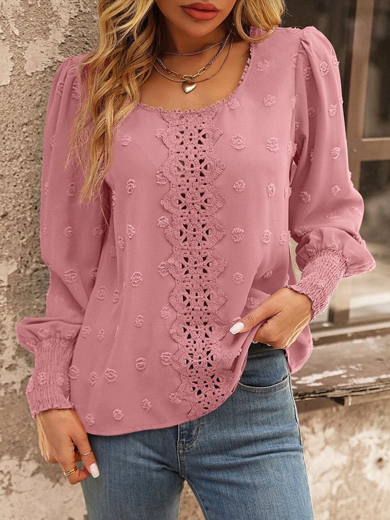 Casual Crew Neck Loose Blouse