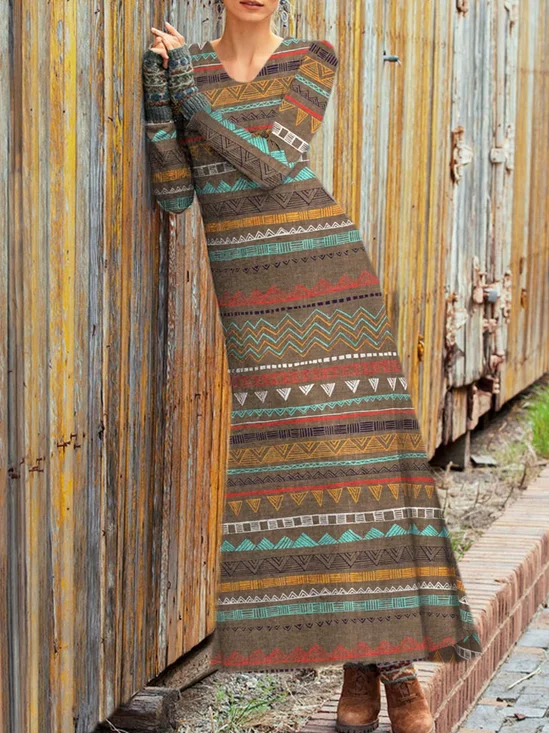 Jersey Ethnic Casual Dress With No