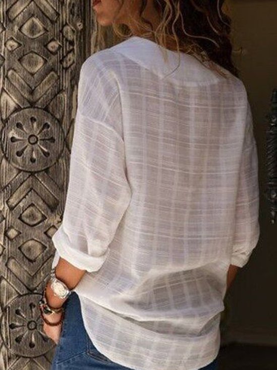 Cotton Blends Casual Blouses