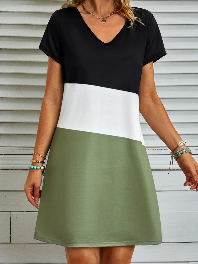 Cotton-Blend V Neck Simple Shorts