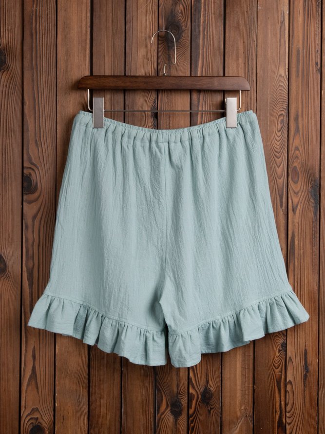 Casual Ruched Shorts With Belt