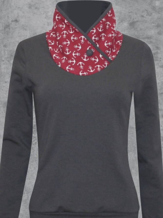 Color Block Cotton Blends Casual Auto-Clearance