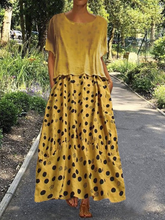 Casual Polka Dots Round Neck Dresses