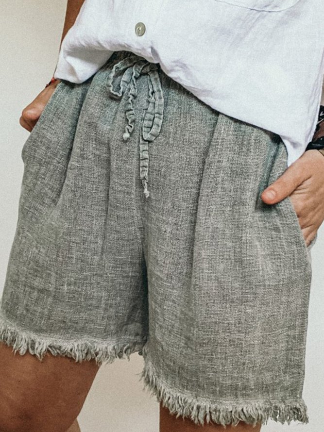 Cotton Blends Simple Shorts