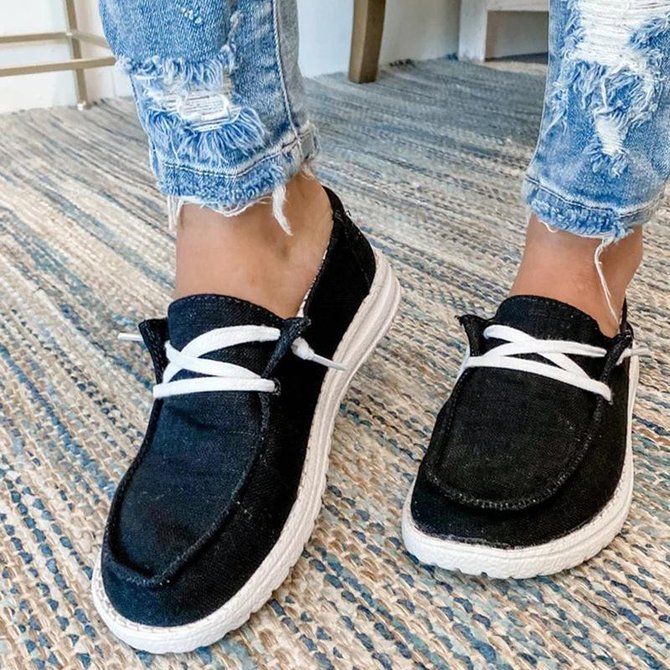 canvas flat heel casual flats