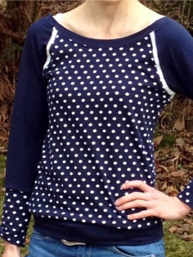 Loosen Polka Dots Casual Hoodies & Sweatshirt