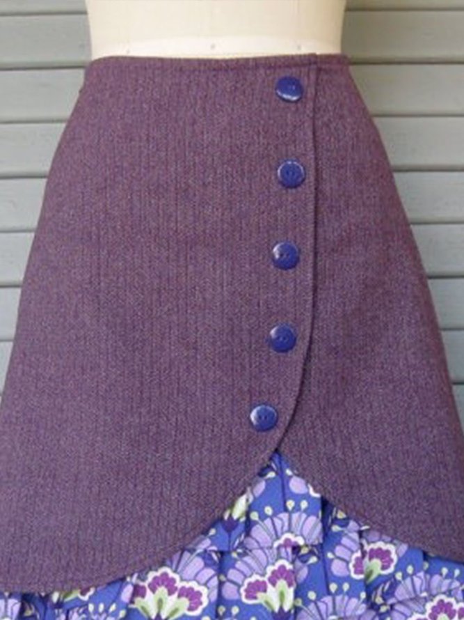 Floral Cotton Blends Skirt