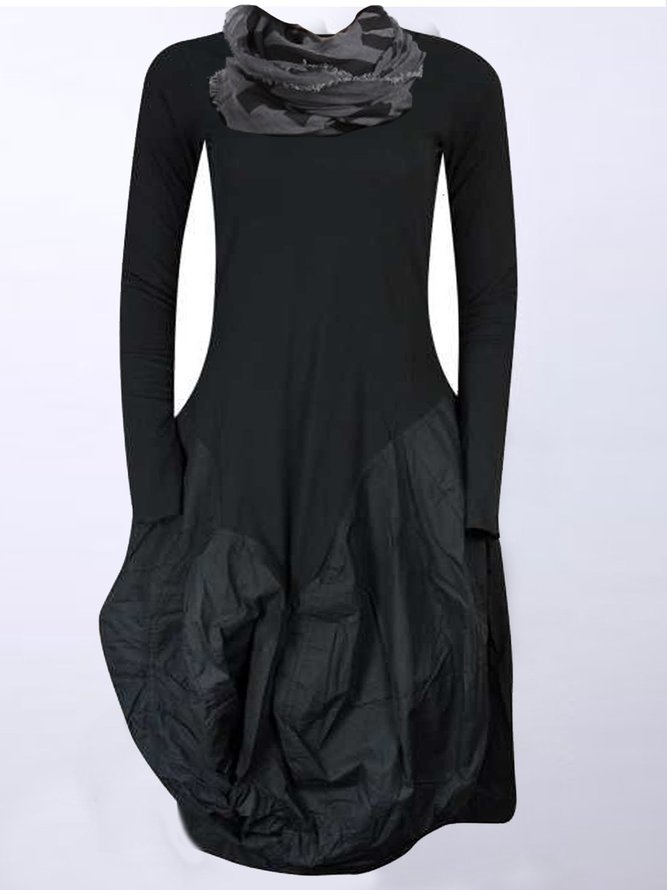 Round Neck Cotton Blends Casual Knitting Dress