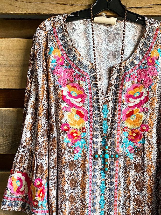 Bell Sleeve Loosen Casual Blouses