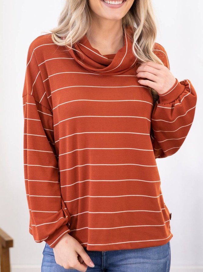Striped Casual Cowl Neck Top