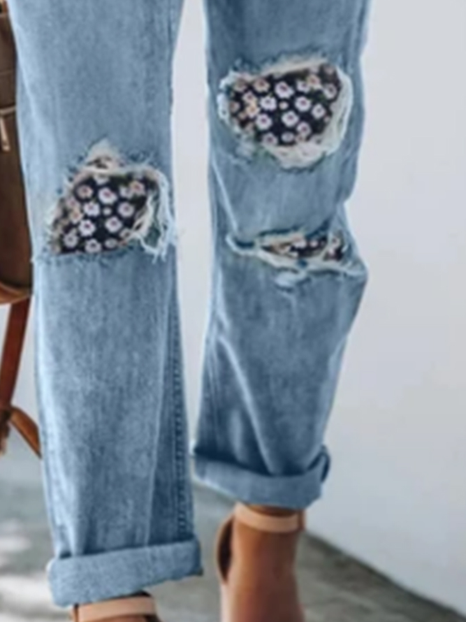 Loose Plain Casual Denim&jeans