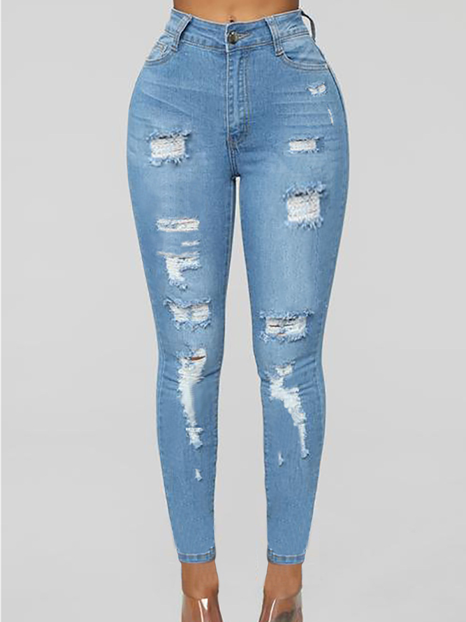 Casual Plain Denim&jeans