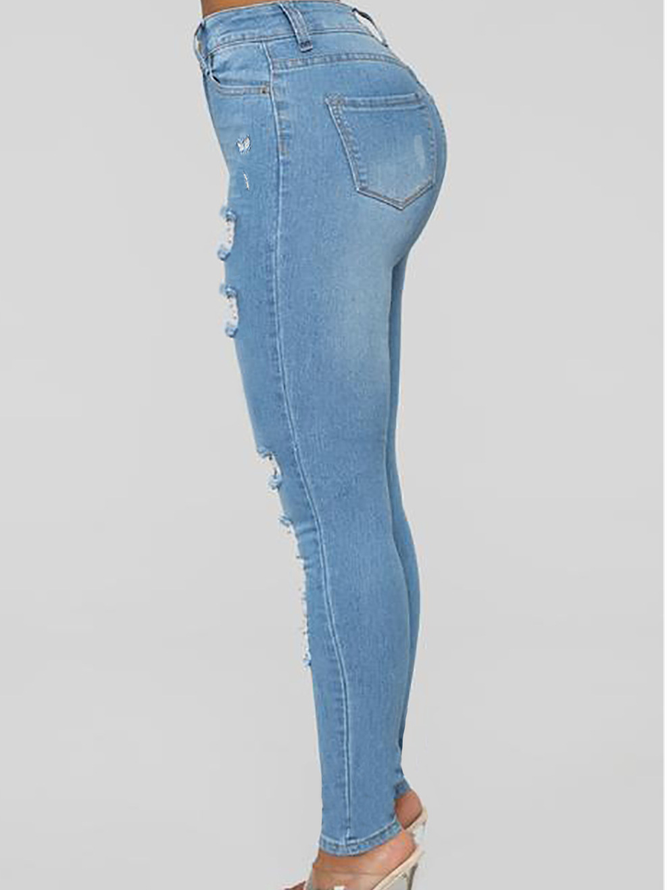 Casual Plain Denim&jeans