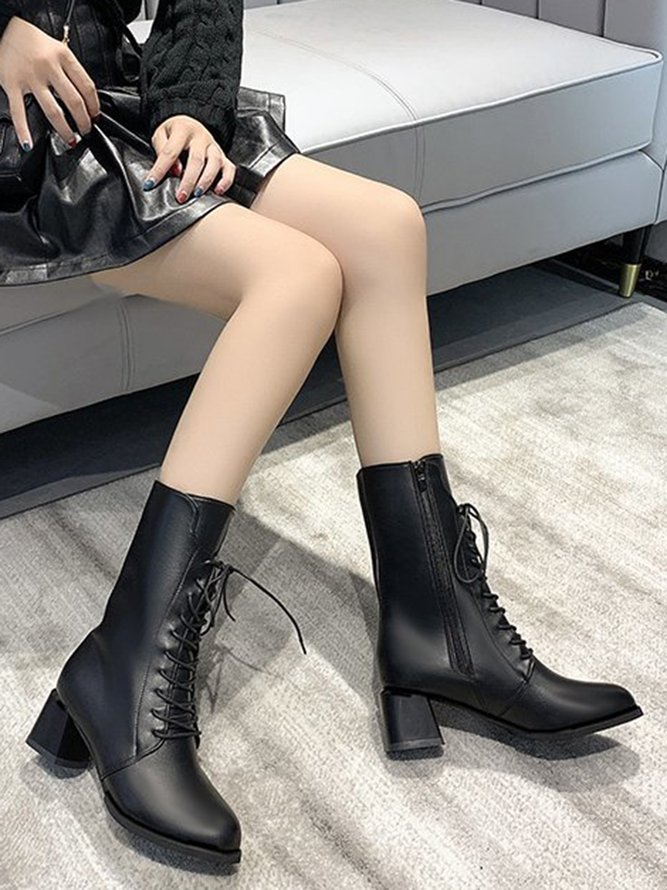 Summer Chunky Heel Mid Calf Boots