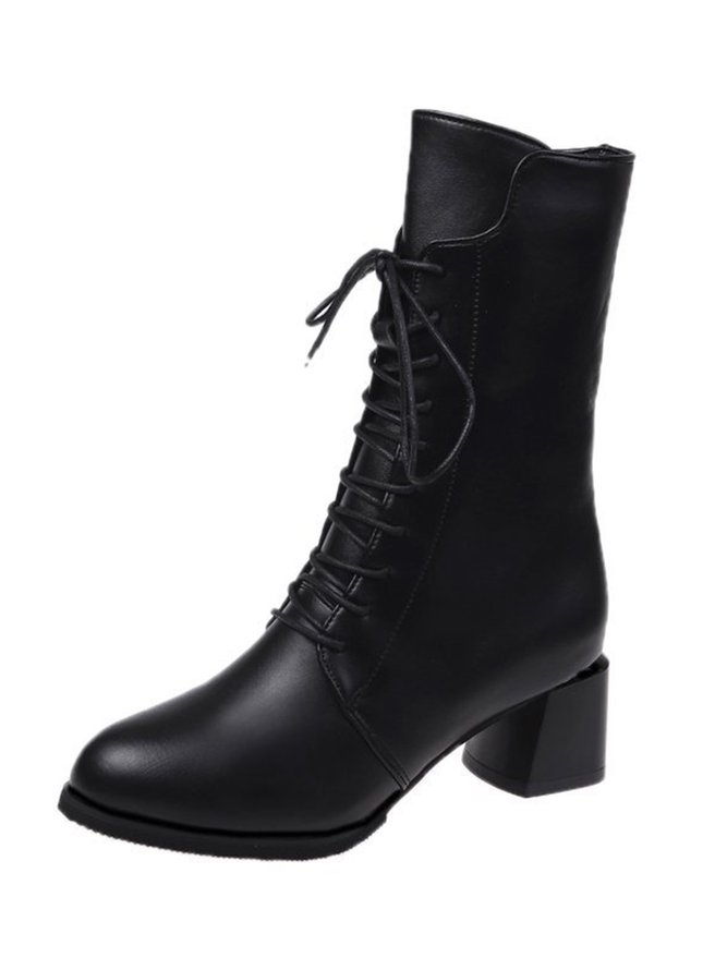 Summer Chunky Heel Mid Calf Boots