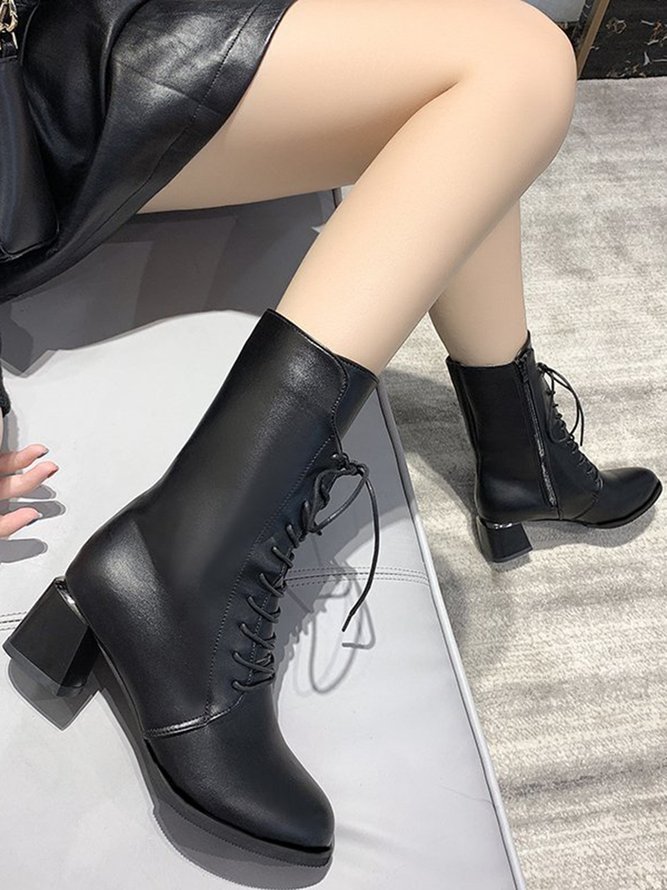 Summer Chunky Heel Mid Calf Boots