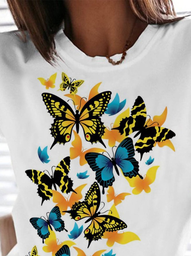 Regular Fit Casual Butterfly T-Shirts