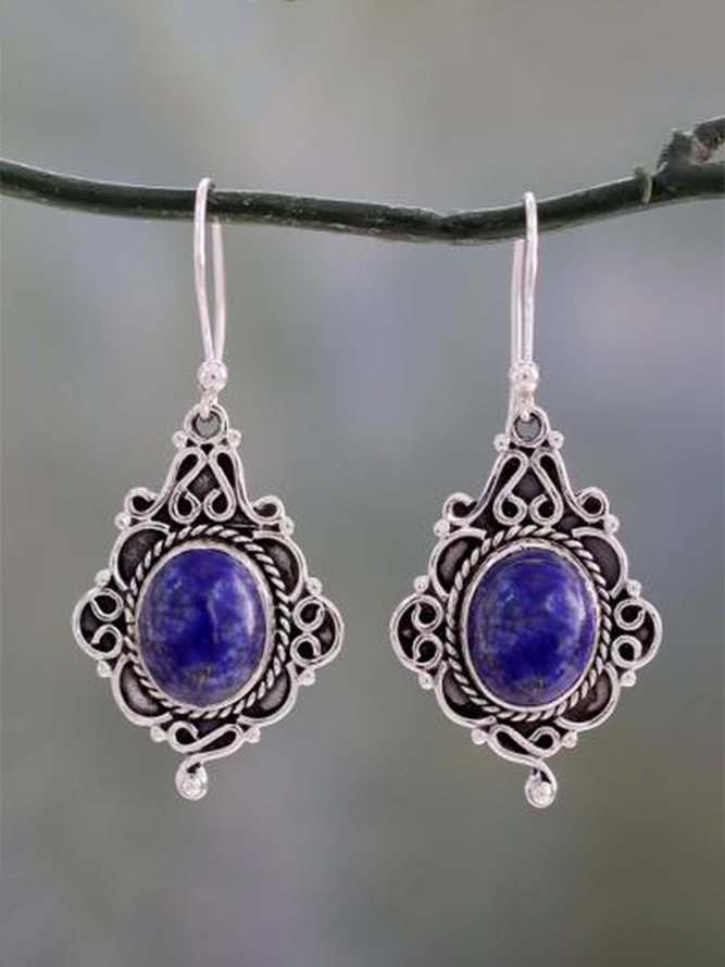 Vintage Alloy Lapis Lazuli Earrings