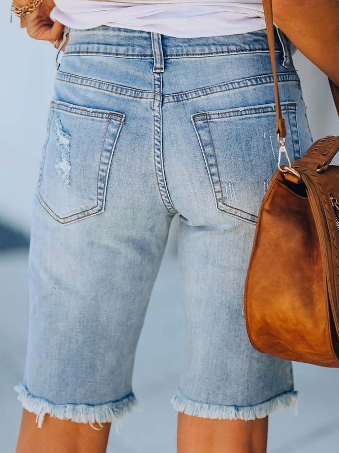 Casual Solid Denim Denim&jeans