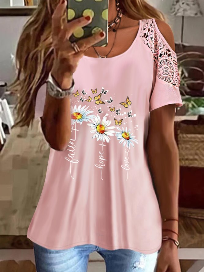 Loosen Vacation Cotton Blends T-shirt