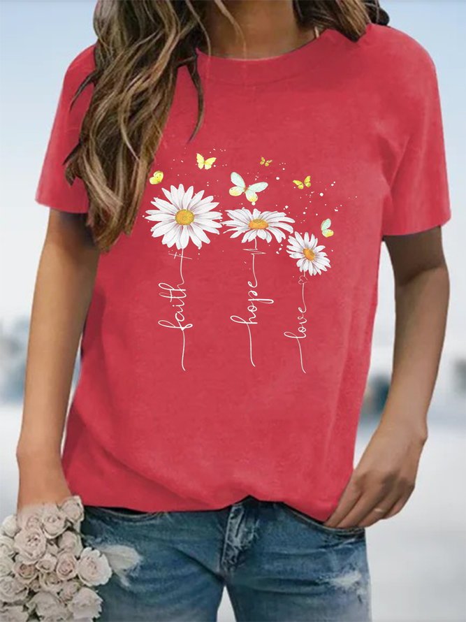 Floral Crew Neck Loosen T-shirt
