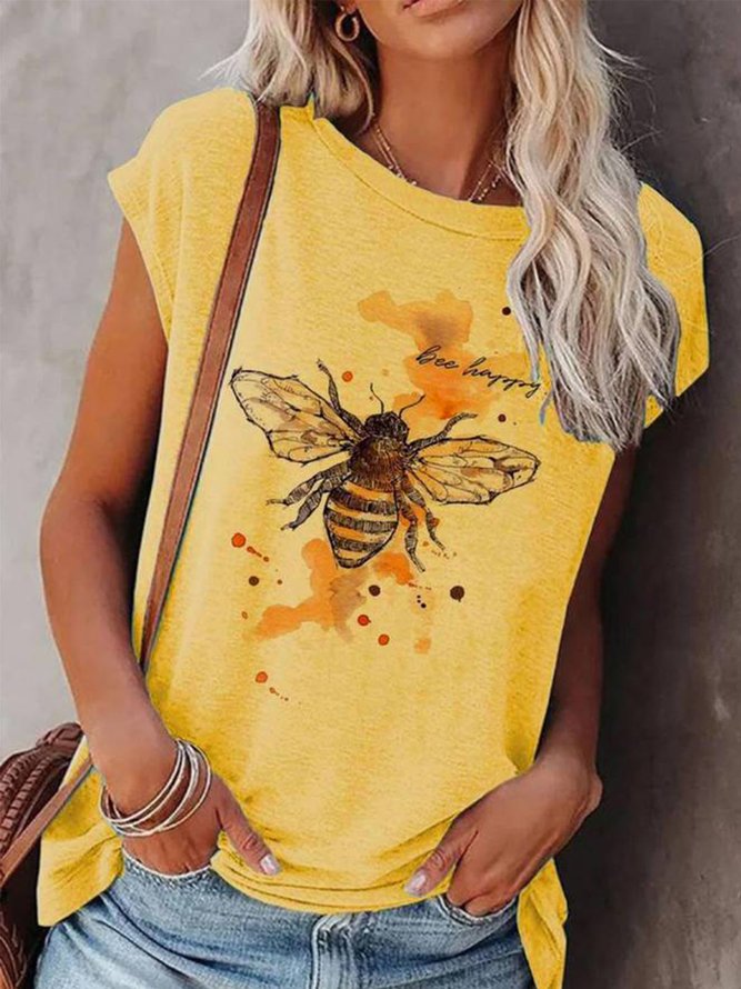 Casual Regular Fit Cotton Blends T-shirt