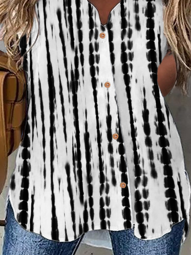 Loosen V Neck Striped Blouses