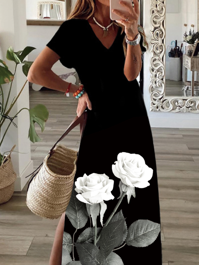 Loosen Casual Floral Maxi