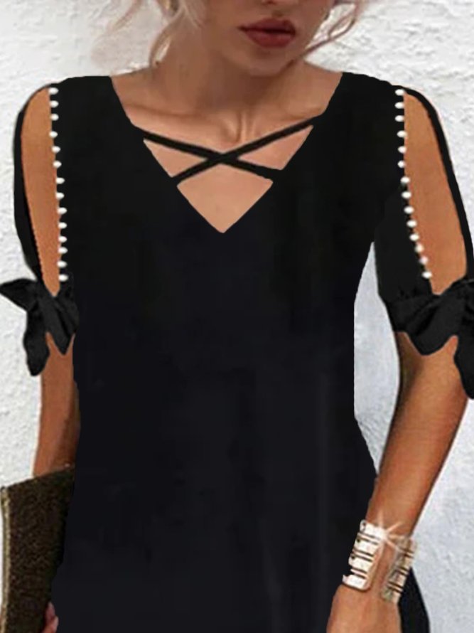 V Neck Loosen Plain Top