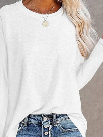 Plain Crew Neck Loose T-shirt