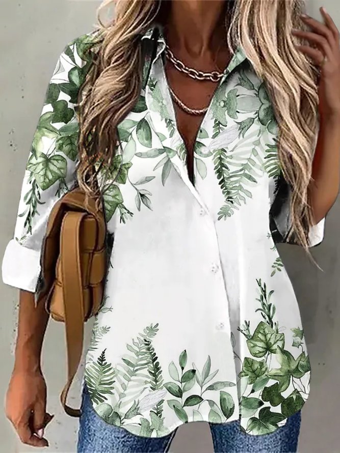 Casual Loose Leaf Blouses
