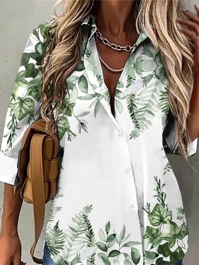 Casual Loose Leaf Blouses