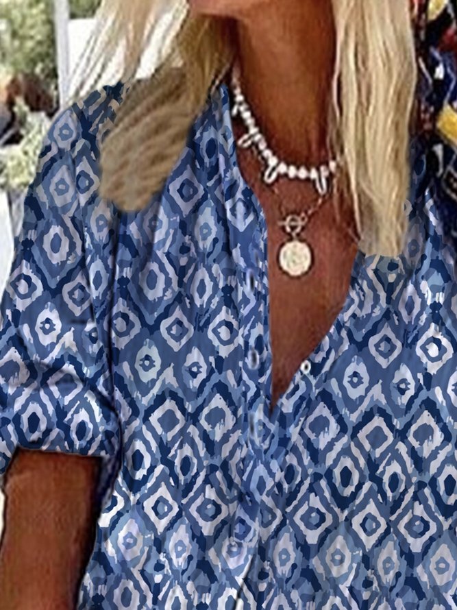 Casual Geometric Loose Blouses