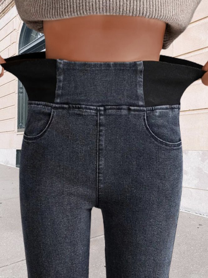 Denim Plain Loose Denim&jeans