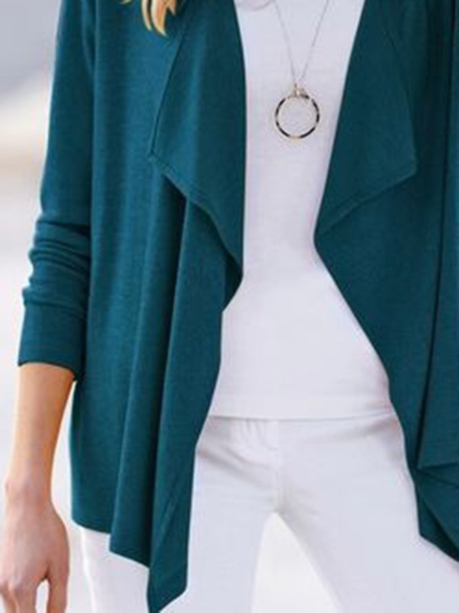 Plain Casual Jersey Loose Cardigans