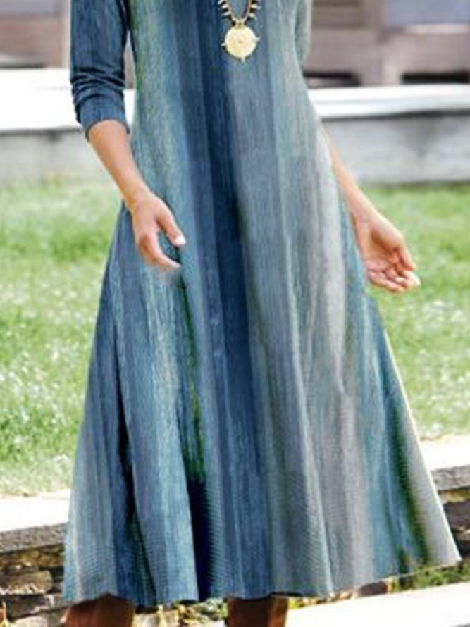 Jersey Abstract V Neck Casual Midi