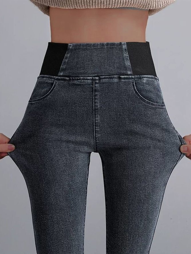 Denim Plain Loose Denim&jeans