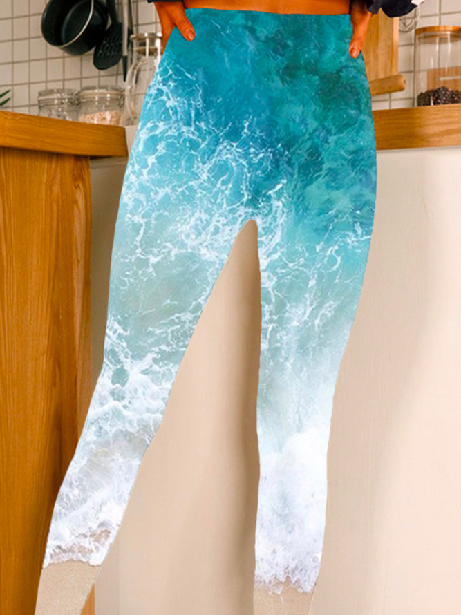 Women Sports Autumn Sea Polyester Natural High Elasticity Best Sell Long Regular Size Leggings