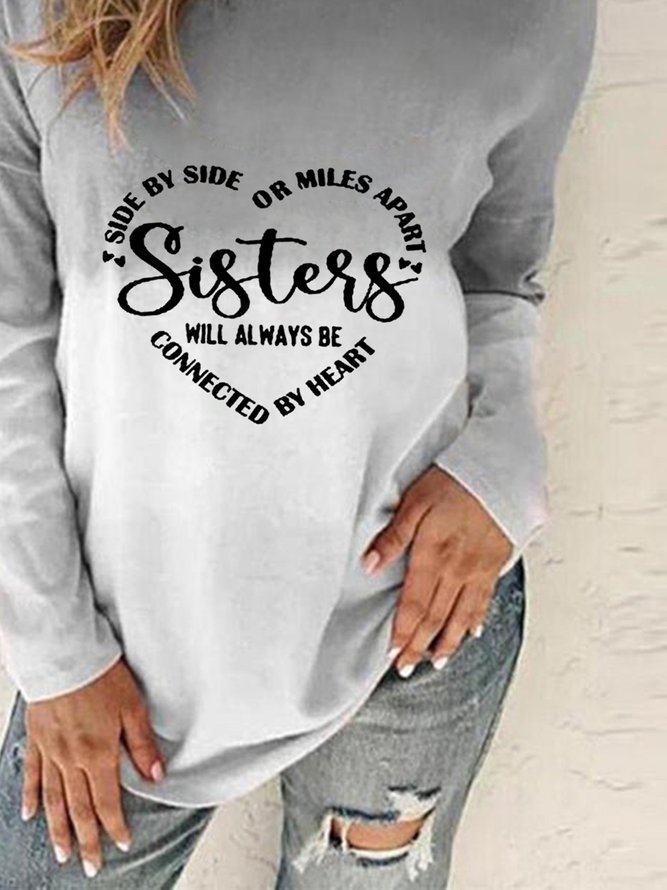 Women Casual Text Letters Autumn Micro-Elasticity Daily Loose Standard Regular H-Line Sweatshirt