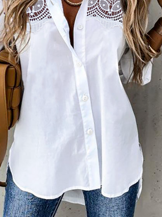 Casual Plain Autumn Micro-Elasticity Daily Loose Hot List Regular Shirt Collar Blouse for Women