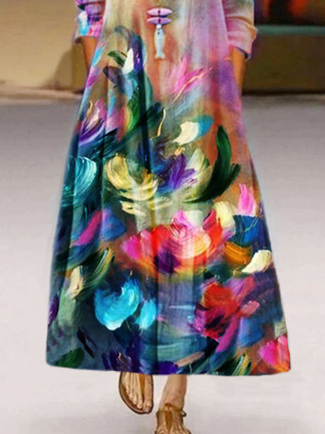 Casual Printed Floral Weaving Dress