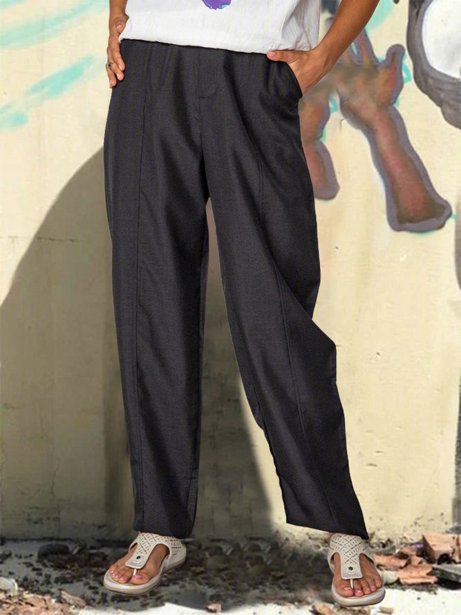 Casual Cotton Blends Pants
