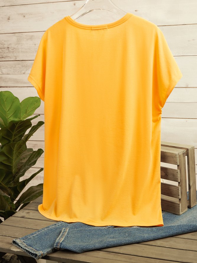 Casual Regular Fit Cotton Blends T-shirt