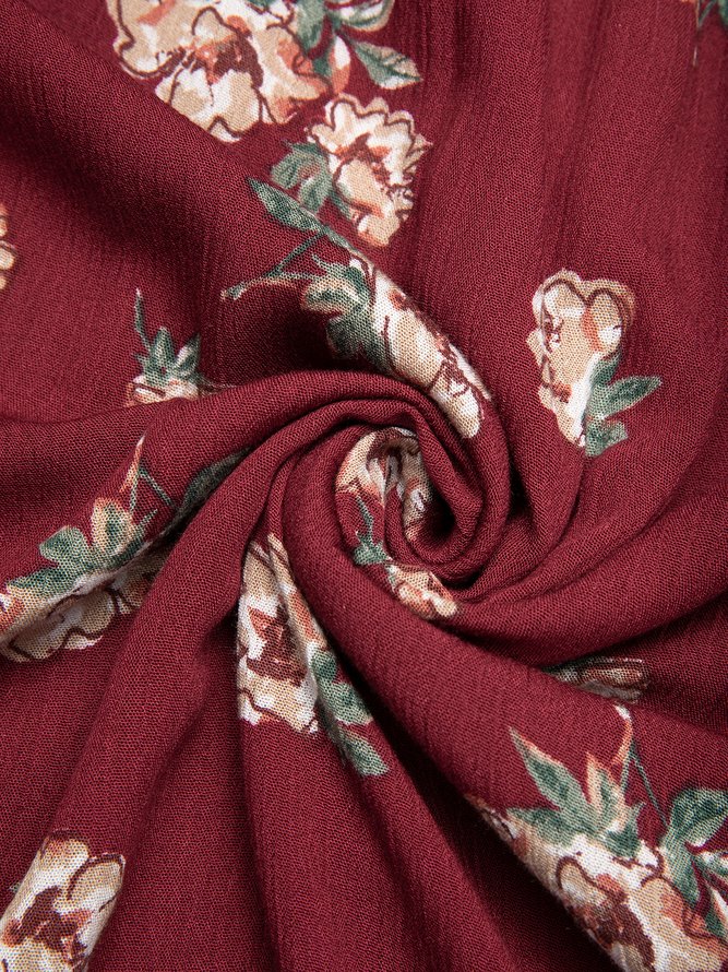 Cotton Blends Printed Floral Weaving Dress